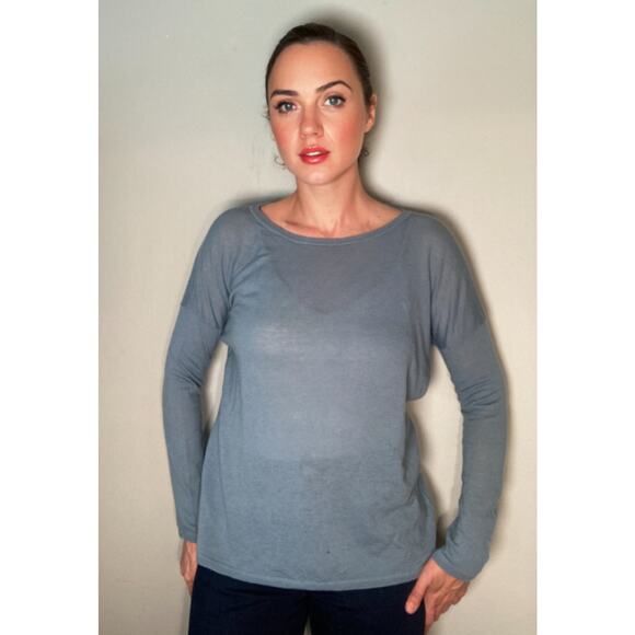 Vince Lightweight Semi- Sheer Wool Cashmere Sweater Robin's Egg Blue ~ Sz M - Picture 1 of 9